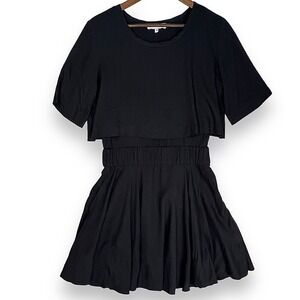 IRO EU 38 US 6 Dress Felly Black Short Sleeve Pleat Grunge Skater Gothic Witchy